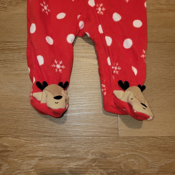 Carter's Just One You Baby Reindeer Fleece Footed Pajamas Size 3 Months New - Picture 2 of 8